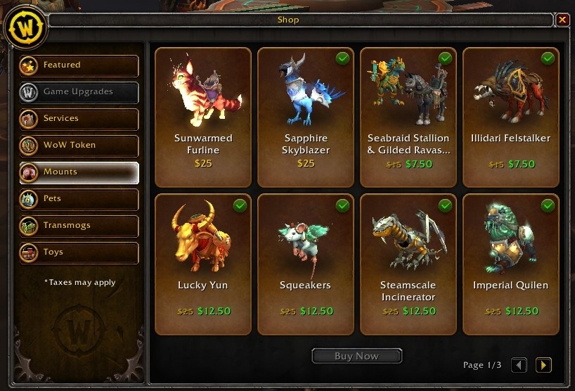 Blizzard WoW Shop Digital Collectibles Blizzard WoW Shop Digital Collectibles